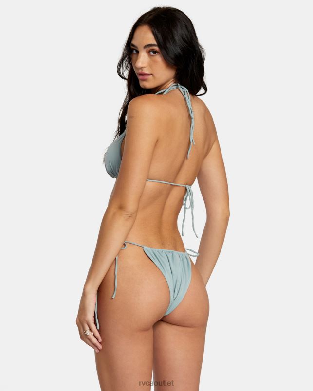 Swim V84B1249 shale RVCA Women Solid Tie Skimpy Bikini Bottoms