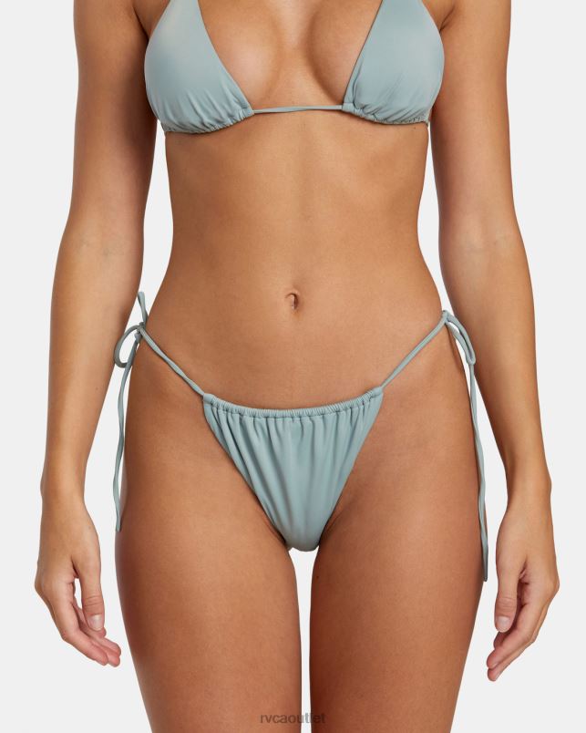 Swim V84B1249 shale RVCA Women Solid Tie Skimpy Bikini Bottoms