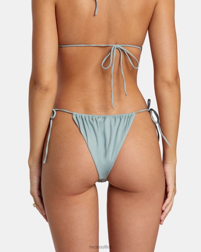 Swim V84B1249 shale RVCA Women Solid Tie Skimpy Bikini Bottoms