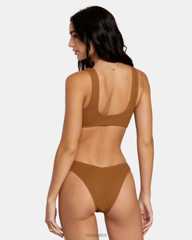 Swim V84B1252 sienna RVCA Women Grooves Texture High Leg Bikini Bottoms