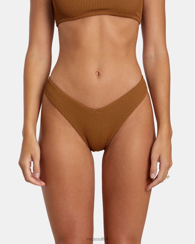 Swim V84B1252 sienna RVCA Women Grooves Texture High Leg Bikini Bottoms