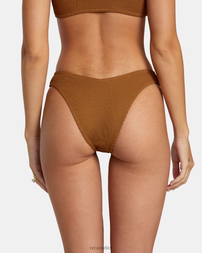 Swim V84B1252 sienna RVCA Women Grooves Texture High Leg Bikini Bottoms
