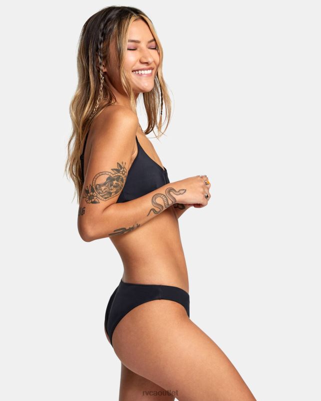 Swim V84B1292 black RVCA Women Solid Medium Bikini Bottoms