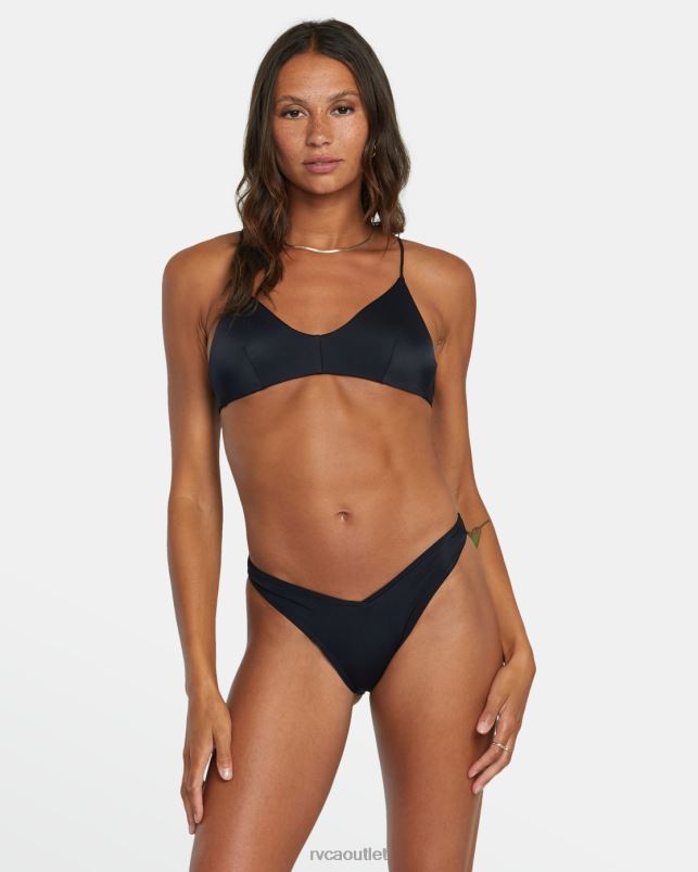 Swim V84B1294 black RVCA Women Solid Medium Bikini Bottoms