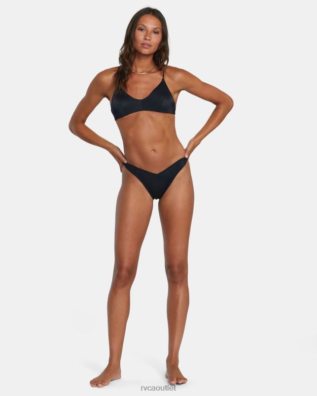 Swim V84B1294 black RVCA Women Solid Medium Bikini Bottoms