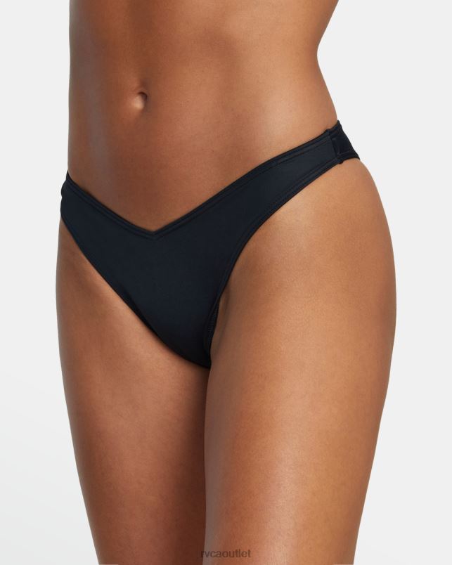 Swim V84B1294 black RVCA Women Solid Medium Bikini Bottoms