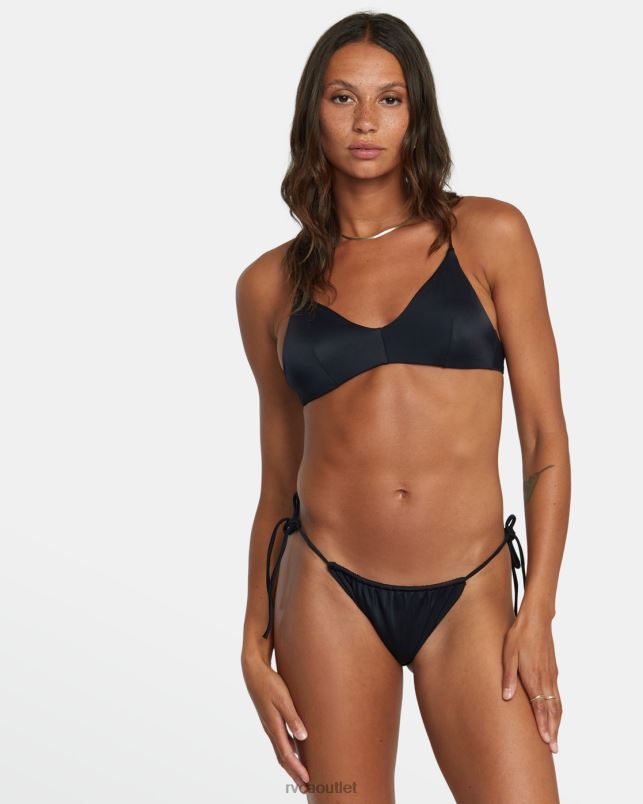 Swim V84B1297 black RVCA Women Solid Tie Skimpy Bikini Bottoms