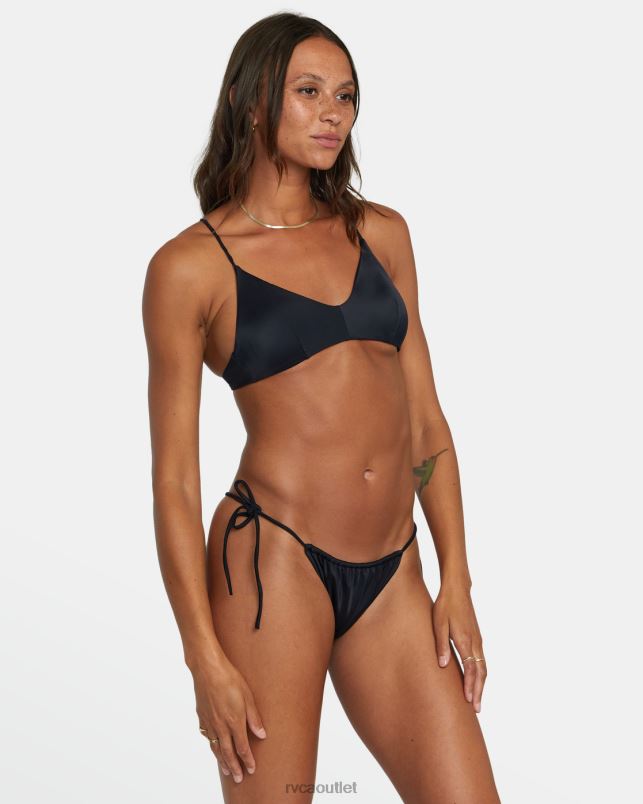 Swim V84B1297 black RVCA Women Solid Tie Skimpy Bikini Bottoms