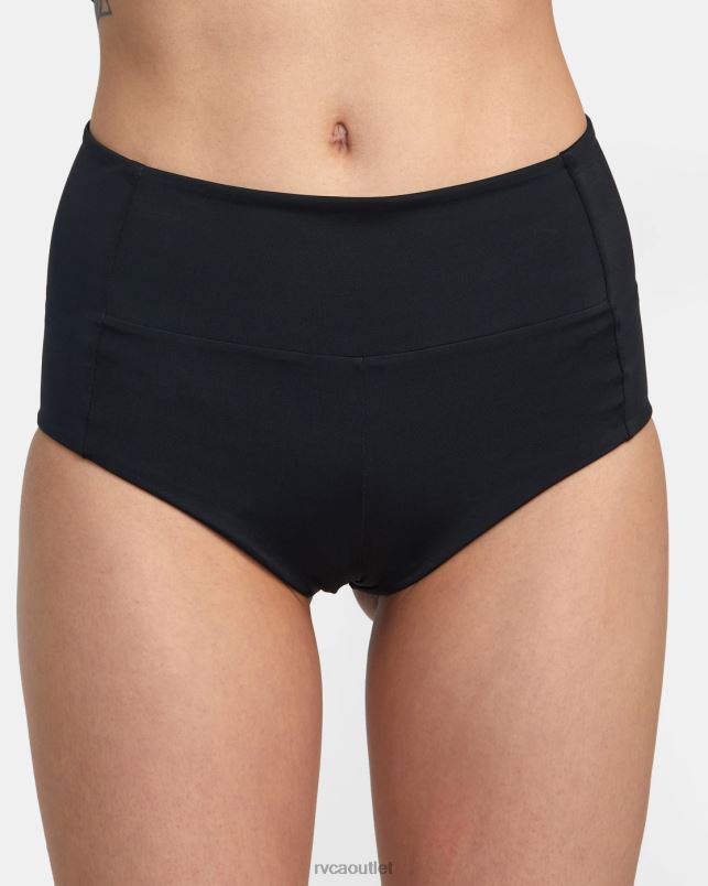 Swim V84B1306 black RVCA Women VA Essential Solid High-Rise Cheeky Bottom