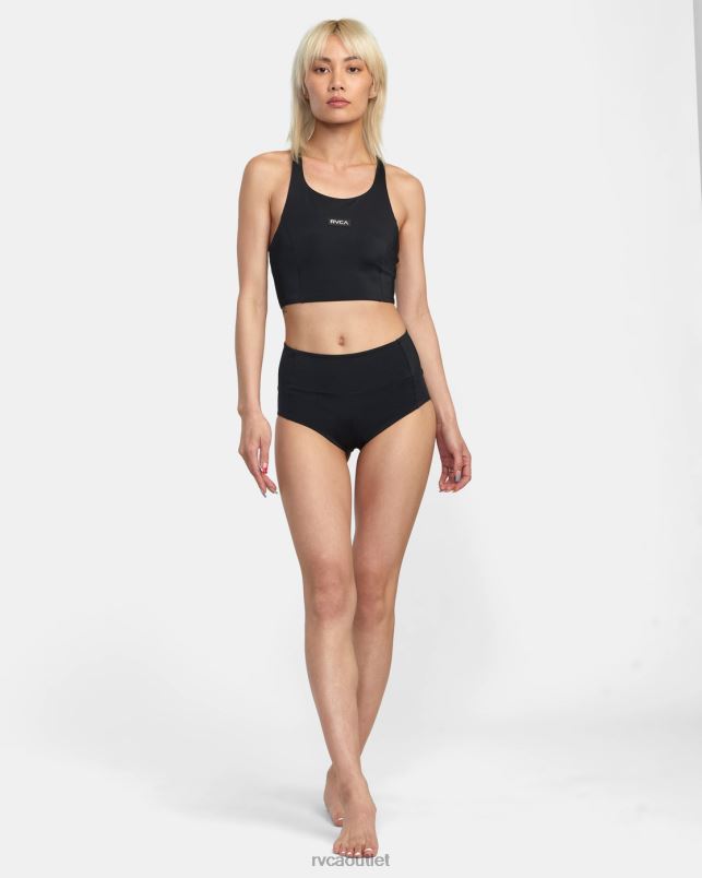Swim V84B1306 black RVCA Women VA Essential Solid High-Rise Cheeky Bottom
