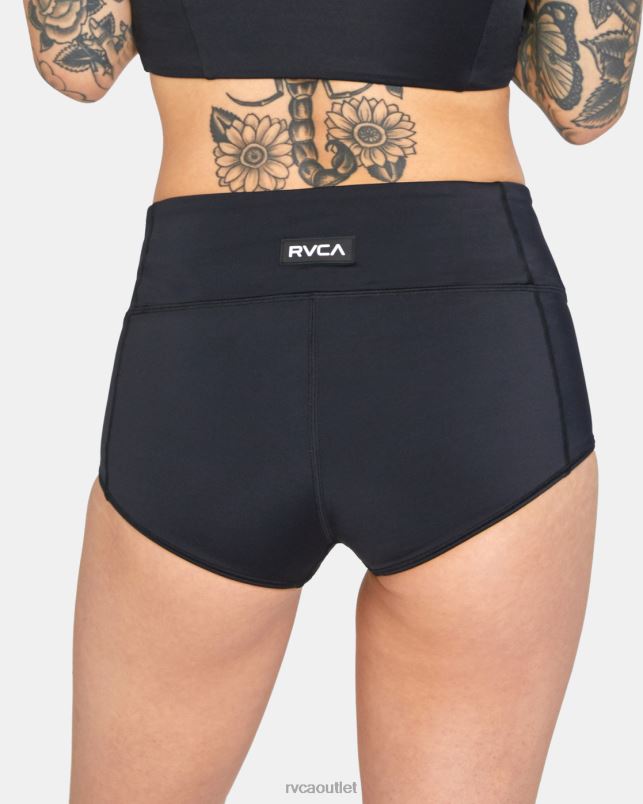 Swim V84B1306 black RVCA Women VA Essential Solid High-Rise Cheeky Bottom