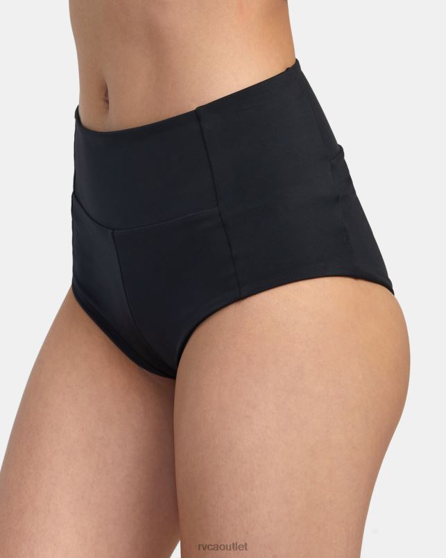 Swim V84B1306 black RVCA Women VA Essential Solid High-Rise Cheeky Bottom