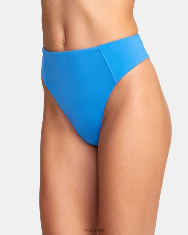 Swim V84B1350 enamel blue RVCA Women Solid High Rise Cheeky Bikini Bottoms