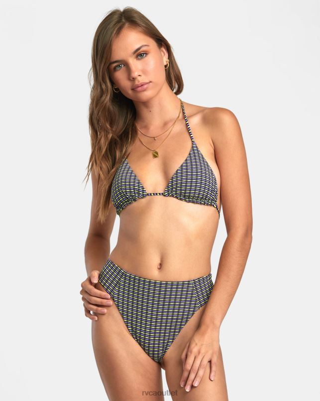 Swim V84B1372 daiquiri green RVCA Women Recall High Rise Cheeky Bikini Bottoms