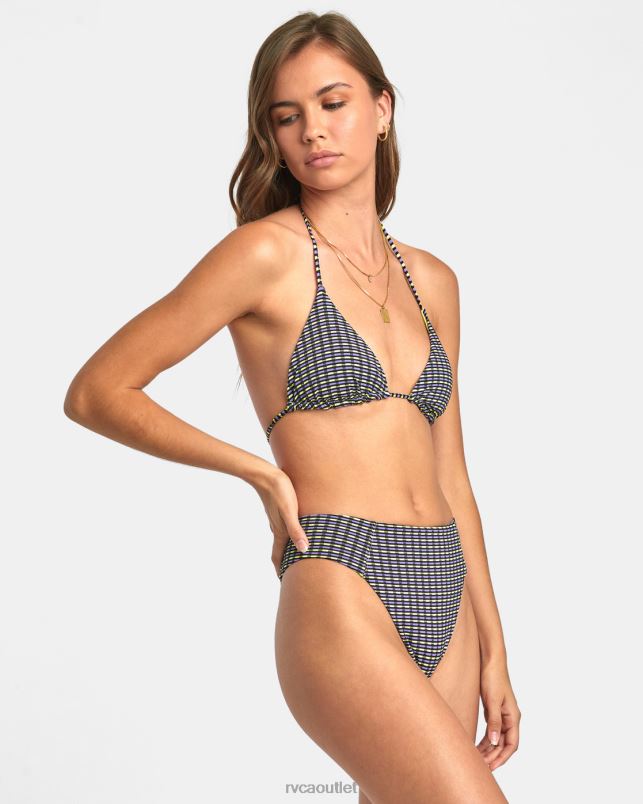 Swim V84B1372 daiquiri green RVCA Women Recall High Rise Cheeky Bikini Bottoms