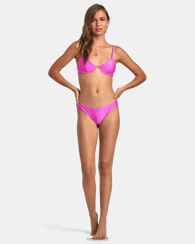 Swim V84B1377 fluro pink RVCA Women Wavelength Cheeky Bikini Bottoms