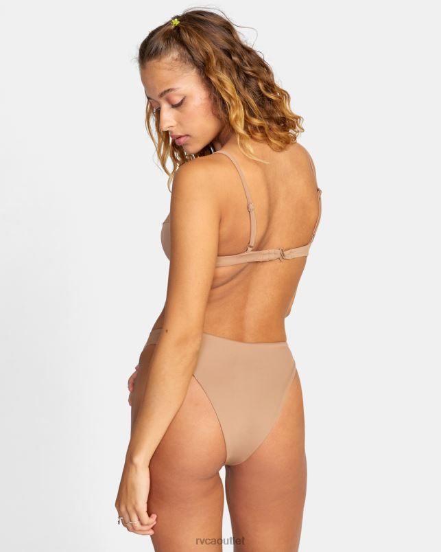 Swim V84B1452 wood RVCA Women Solid French Bikini Bottoms