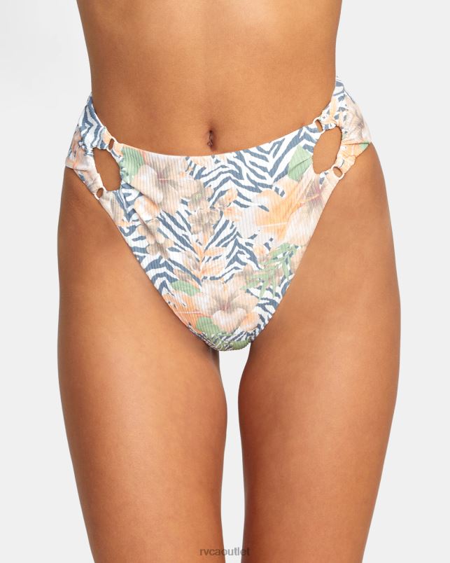 Swim V84B1466 multi RVCA Women Bazaar High Rise Cheeky Bikini Bottoms