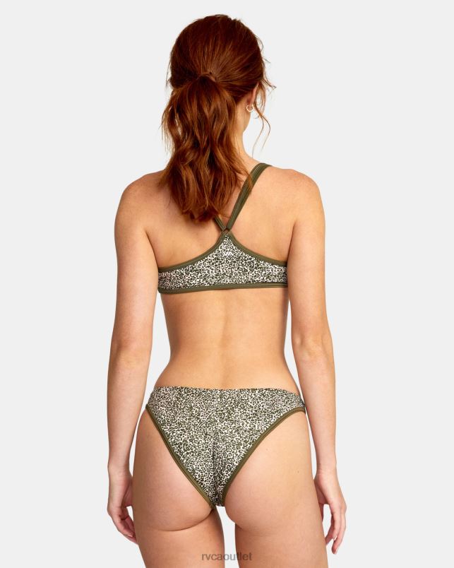 Swim V84B1592 micro cat olive RVCA Women Blocked Hi Leg Bikini Bottoms