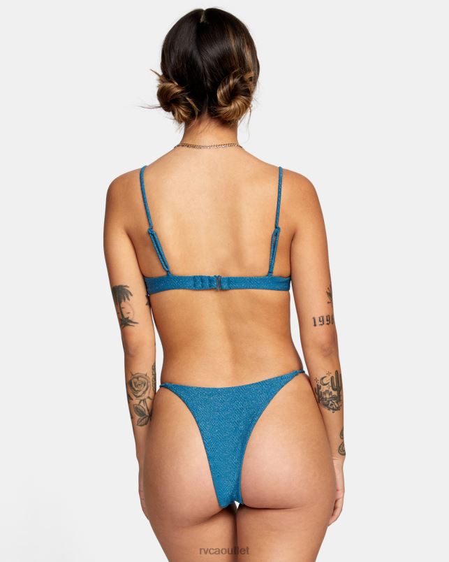 Swim V84B1611 snorkel blue RVCA Women Brightside Skimpy French Bikini Bottoms