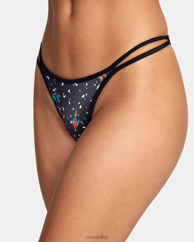 Swim V84B1614 black RVCA Women LP x KLW Uncaged French Bikini Bottoms