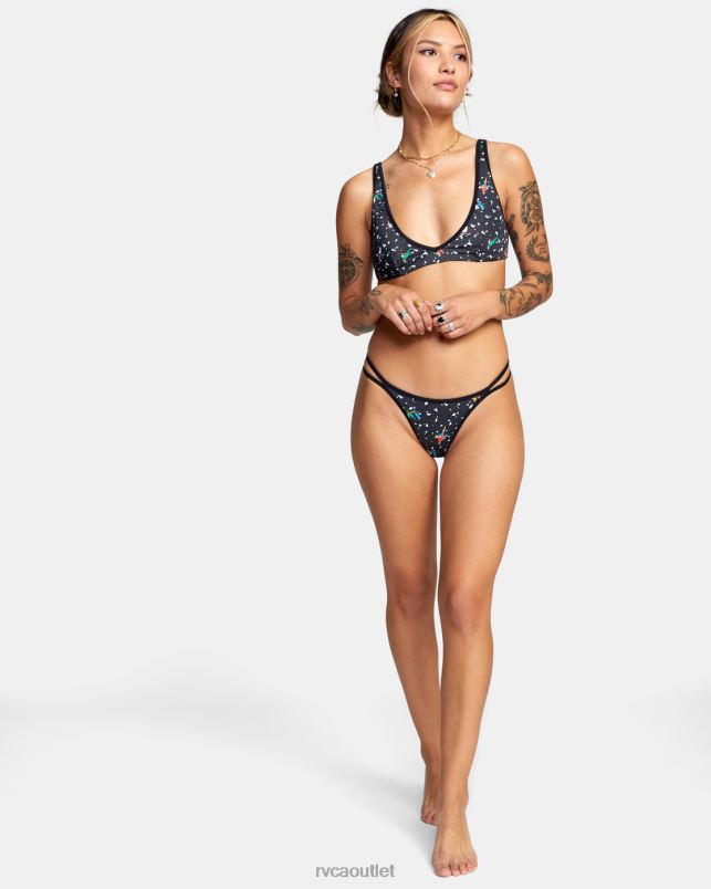 Swim V84B1614 black RVCA Women LP x KLW Uncaged French Bikini Bottoms