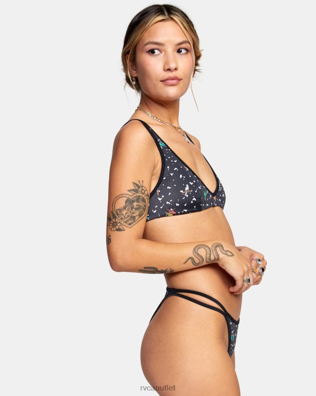 Swim V84B1614 black RVCA Women LP x KLW Uncaged French Bikini Bottoms