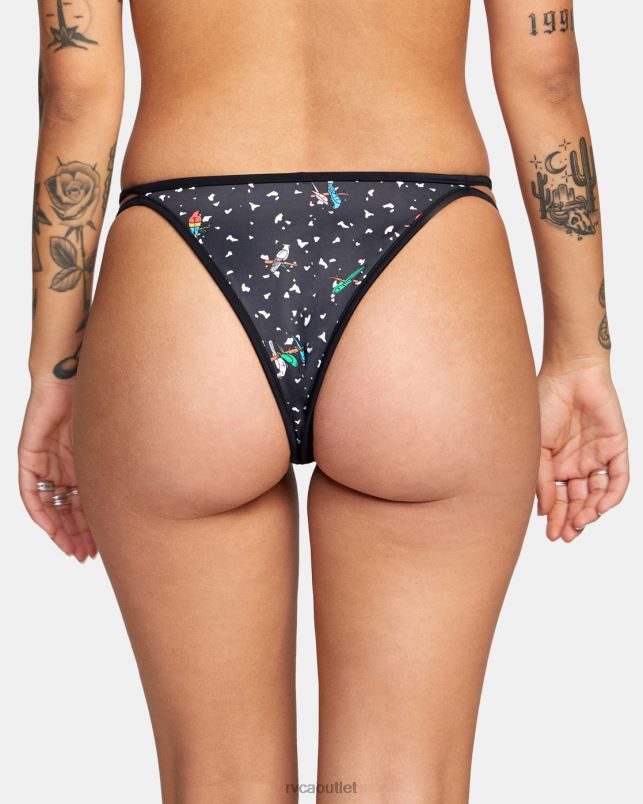 Swim V84B1614 black RVCA Women LP x KLW Uncaged French Bikini Bottoms