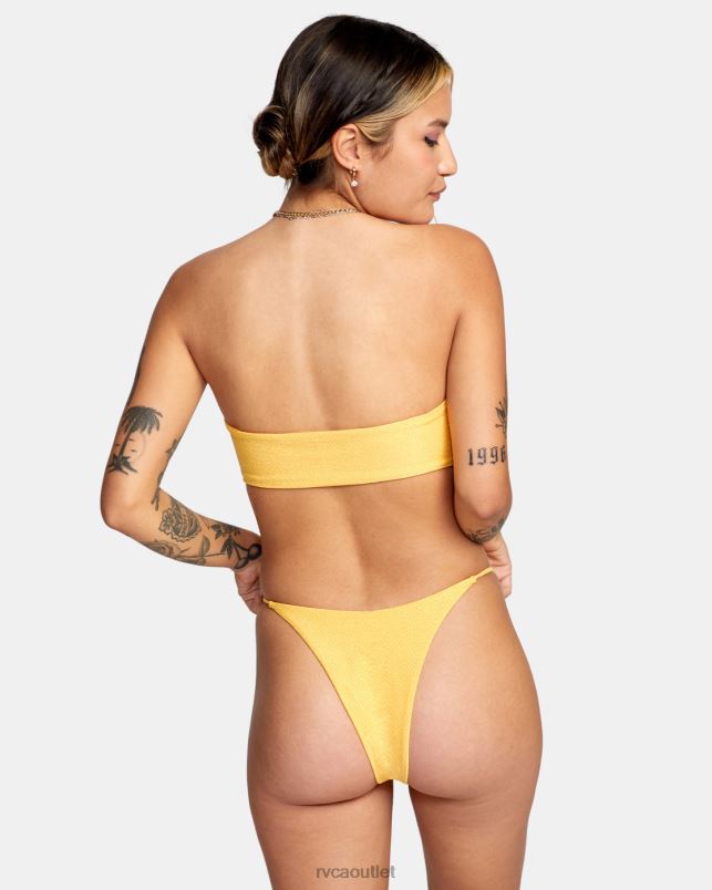 Swim V84B1653 marigold RVCA Women Brightside Skimpy French Bikini Bottoms