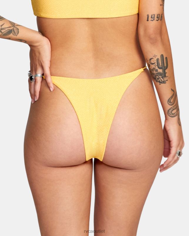 Swim V84B1653 marigold RVCA Women Brightside Skimpy French Bikini Bottoms