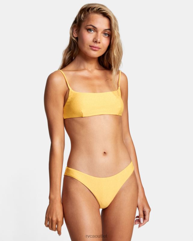 Swim V84B1659 marigold RVCA Women Brightside Cheeky Bikini Bottoms