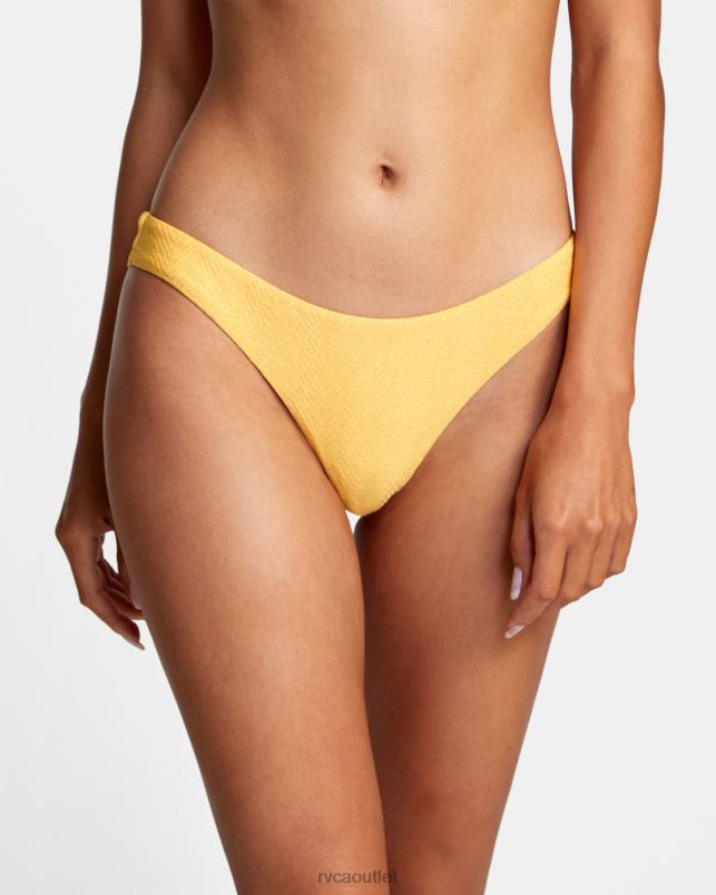 Swim V84B1659 marigold RVCA Women Brightside Cheeky Bikini Bottoms