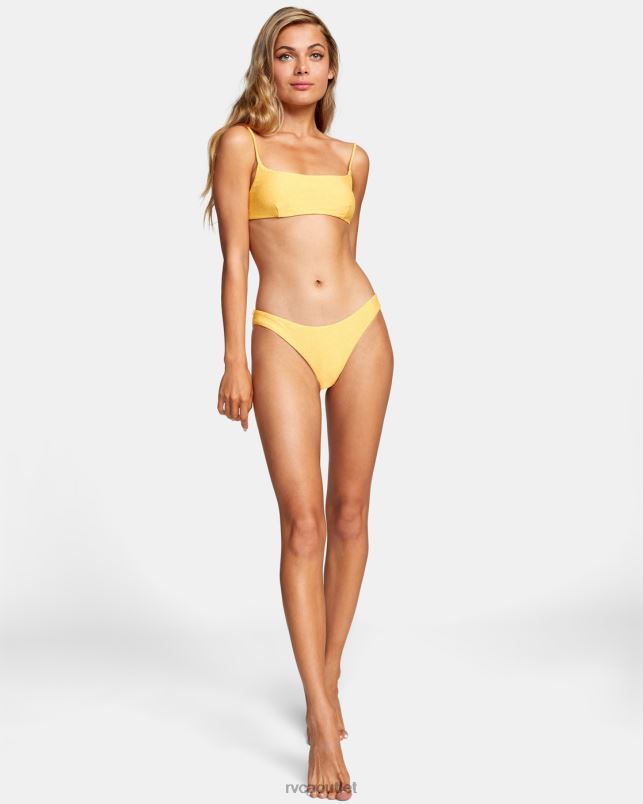 Swim V84B1659 marigold RVCA Women Brightside Cheeky Bikini Bottoms