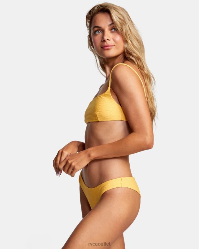 Swim V84B1659 marigold RVCA Women Brightside Cheeky Bikini Bottoms
