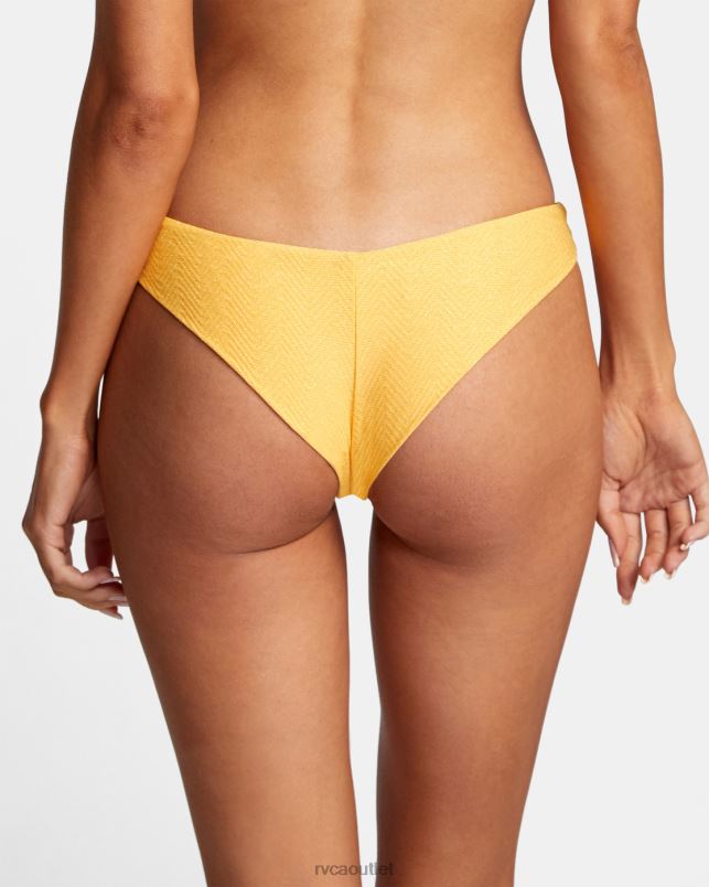 Swim V84B1659 marigold RVCA Women Brightside Cheeky Bikini Bottoms