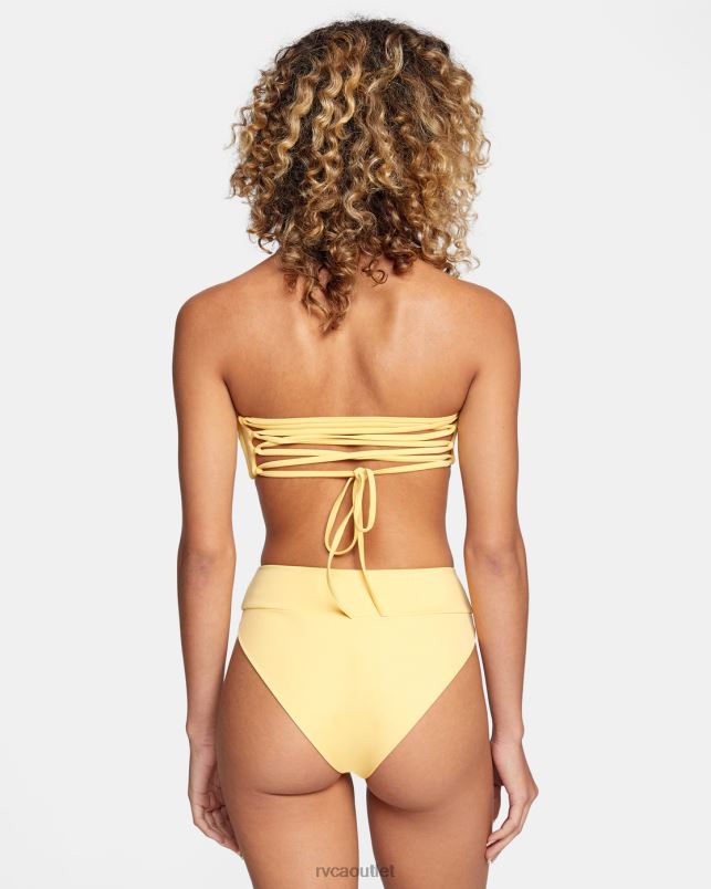 Swim V84B1698 gold RVCA Women High-Rise Cheeky Bikini Bottoms