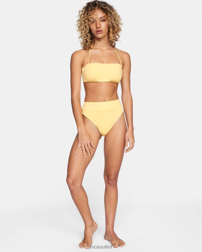 Swim V84B1698 gold RVCA Women High-Rise Cheeky Bikini Bottoms