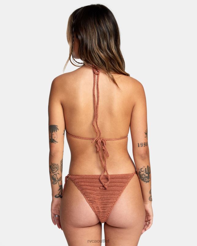 Swim V84B1717 burnt copper RVCA Women Westside Cheeky Crochet Bikini Bottoms
