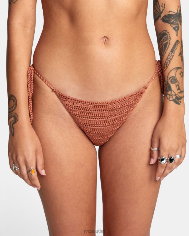 Swim V84B1717 burnt copper RVCA Women Westside Cheeky Crochet Bikini Bottoms