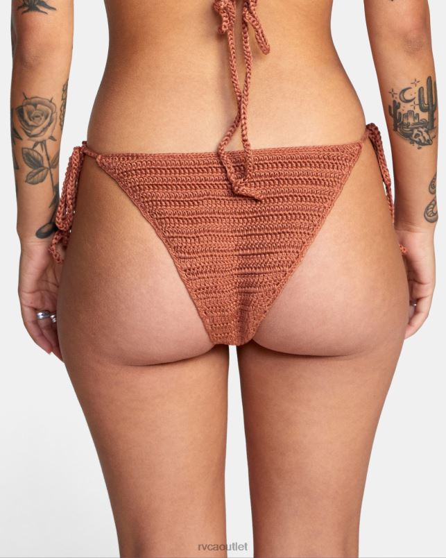 Swim V84B1717 burnt copper RVCA Women Westside Cheeky Crochet Bikini Bottoms