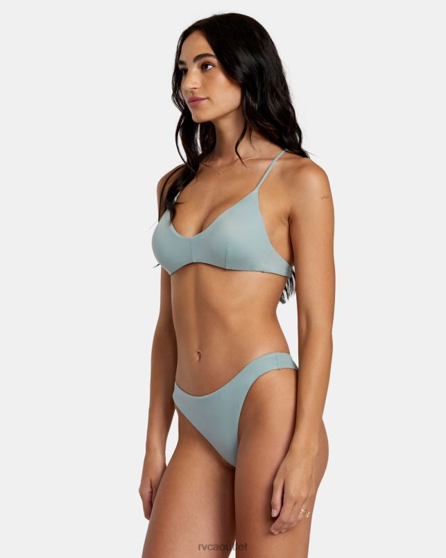 Swim V84B1096 shale RVCA Women Solid Crossback Bikini Top
