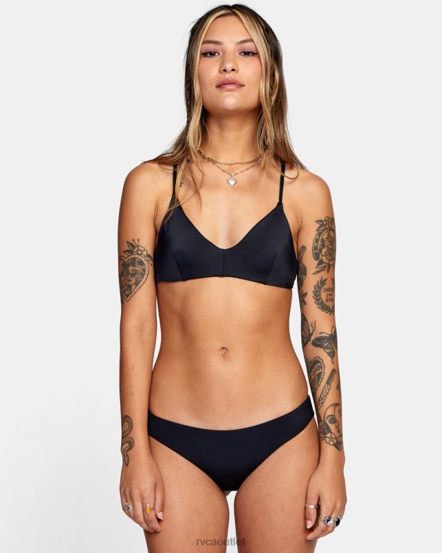 Swim V84B1097 black RVCA Women Solid Crossback Bikini Top