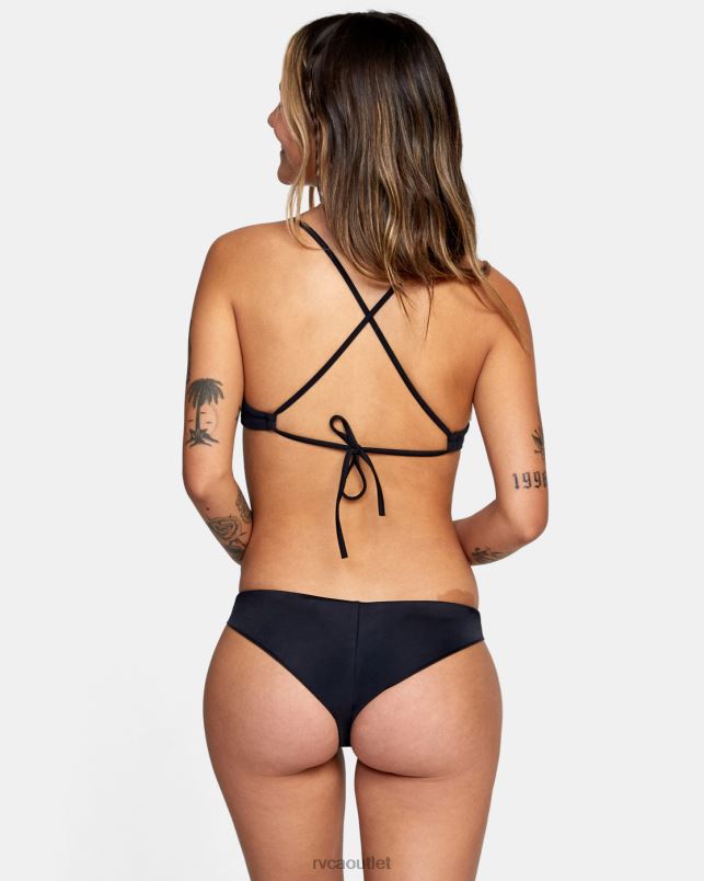 Swim V84B1097 black RVCA Women Solid Crossback Bikini Top
