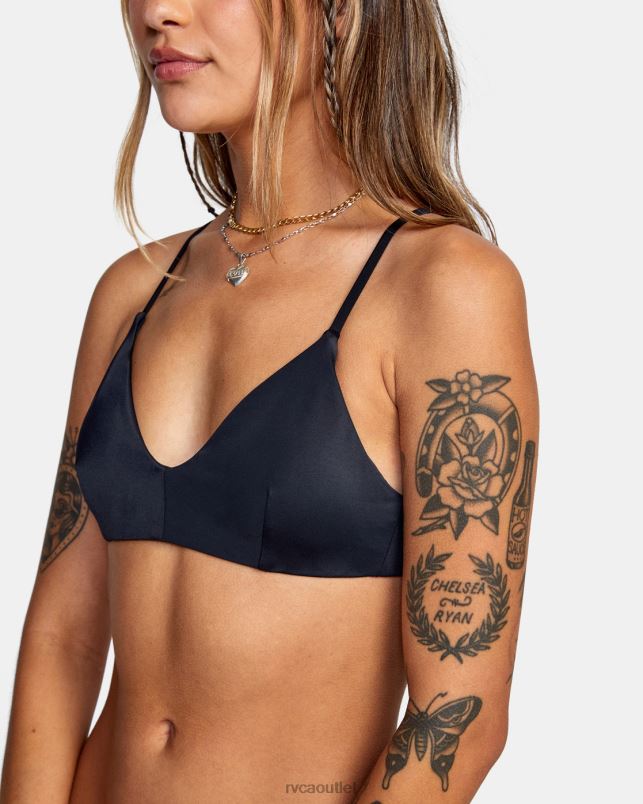 Swim V84B1097 black RVCA Women Solid Crossback Bikini Top