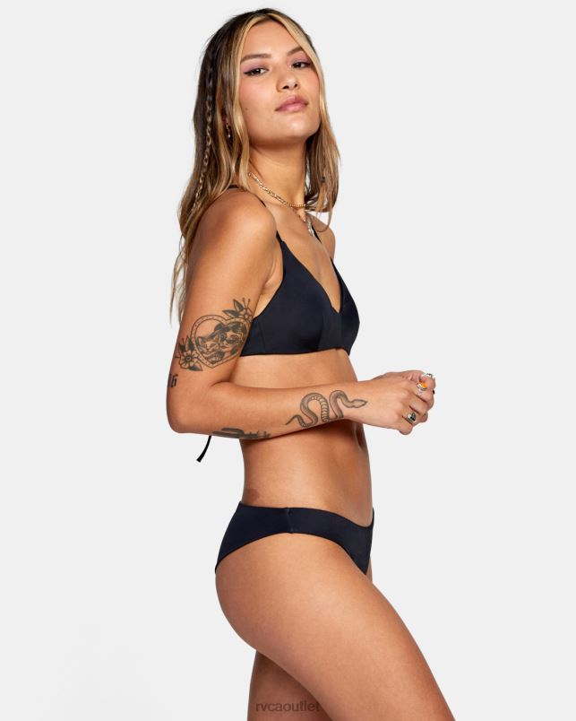 Swim V84B1097 black RVCA Women Solid Crossback Bikini Top
