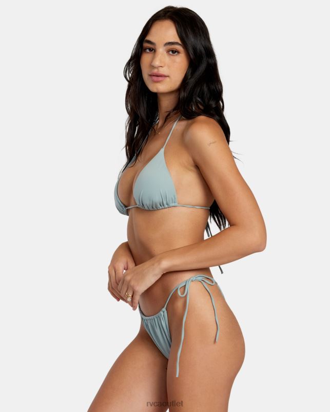 Swim V84B1099 shale RVCA Women Solid Halter Triangle Bikini Top