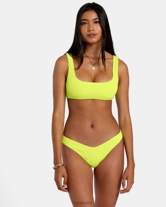 Swim V84B1108 neon yellow RVCA Women Grooves Texture Bralette Bikini Top