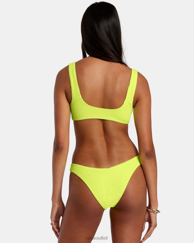 Swim V84B1108 neon yellow RVCA Women Grooves Texture Bralette Bikini Top