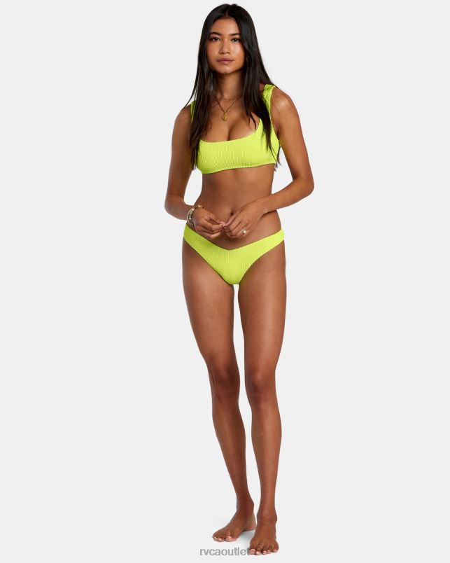 Swim V84B1108 neon yellow RVCA Women Grooves Texture Bralette Bikini Top