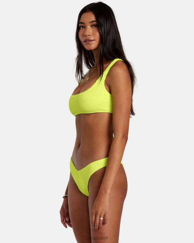Swim V84B1108 neon yellow RVCA Women Grooves Texture Bralette Bikini Top